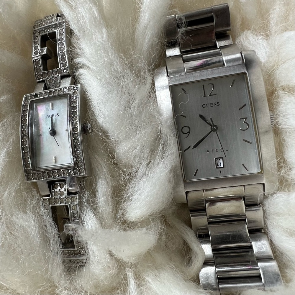 2 Pc Guess Watches Metal Band